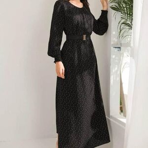 Elegant Black Polka Dot Maxi Dress